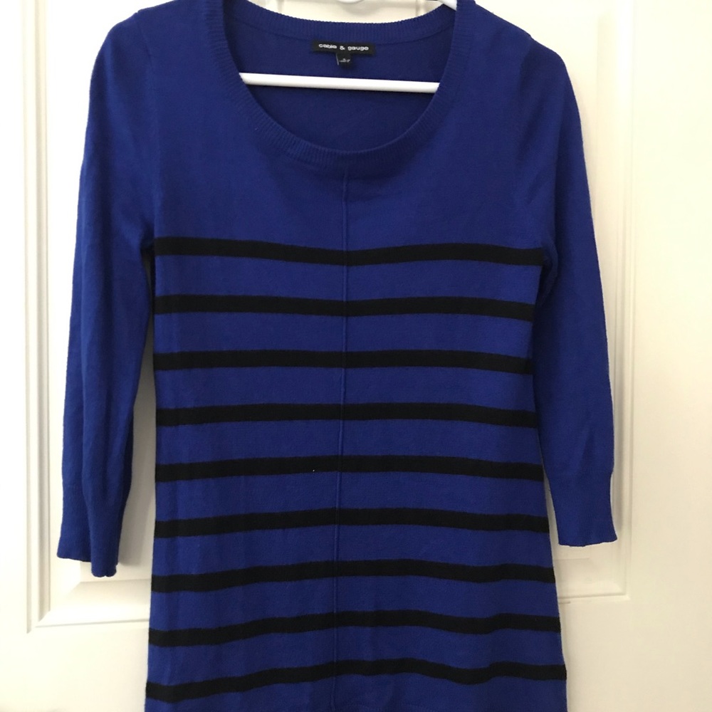 Cable & Gauge Blue and Black Striped Sweater Size S